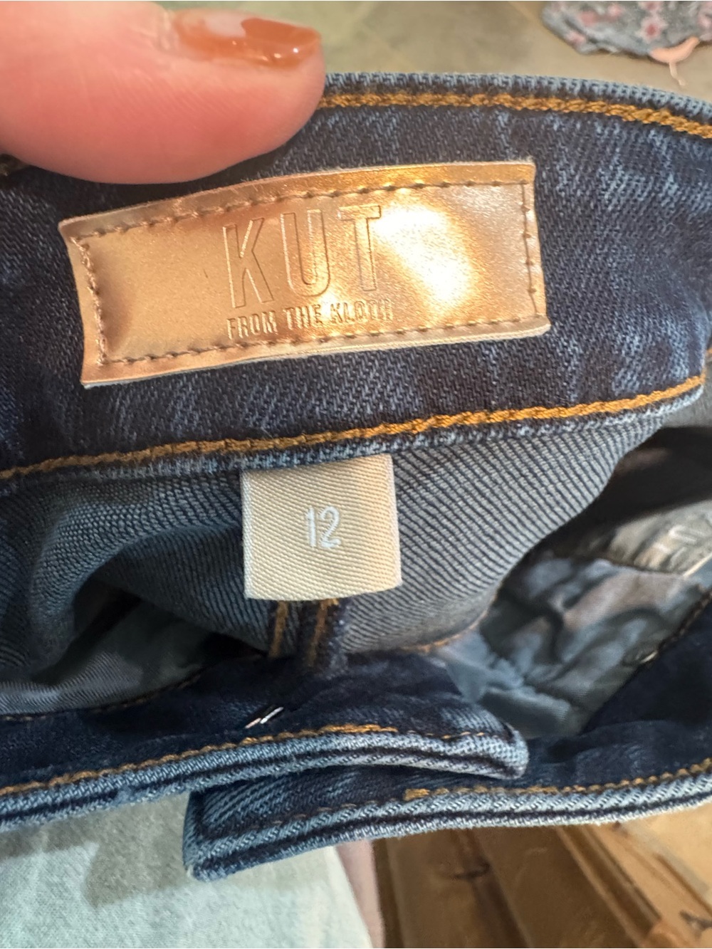 Kut from the Kloth Dark Blue Wide-Leg Raw Hem Jeans - Picture 3 of 3